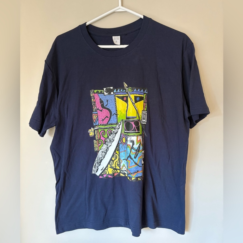 Ocean Pacific Dark Blue Cotton Tee With Retro Design